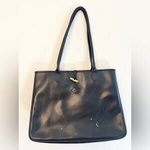 Longchamp vintage Roseau bag black leather tote classic made in France office